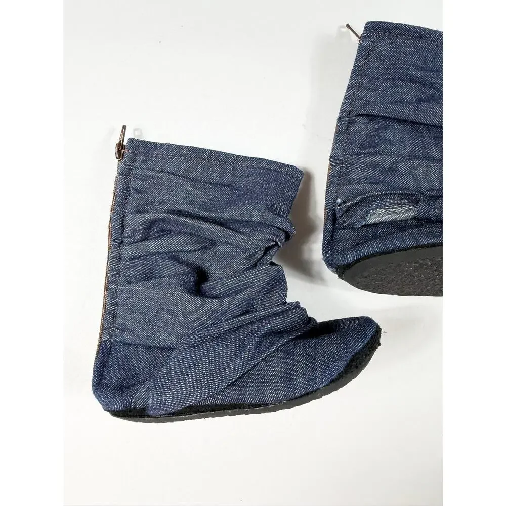 Gracious May Blue Chambray Knot Bow Boots size 7 Toddler